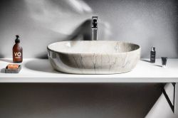 DALMA umywalka ceramiczna 59x42x14 cm, grigio