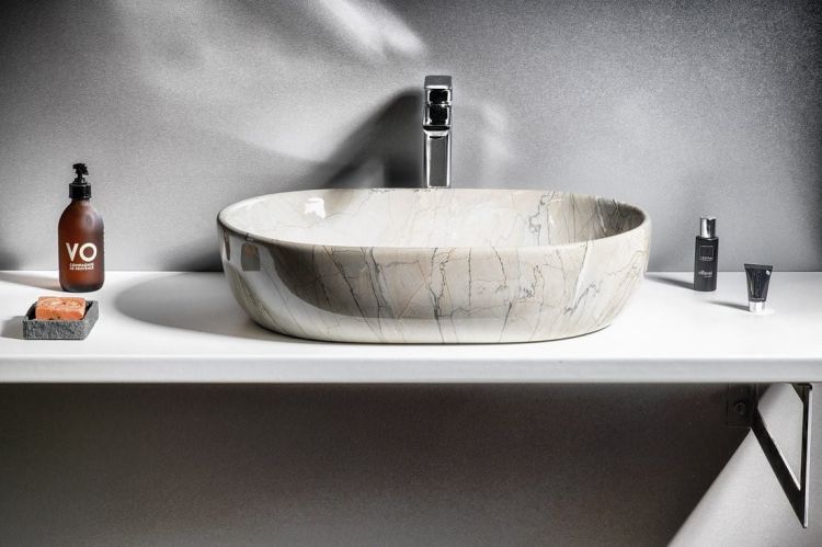 DALMA umywalka ceramiczna 59x42x14 cm, grigio