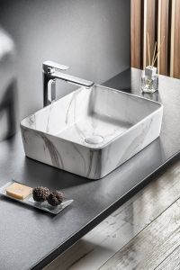 DALMA umywalka ceramiczna 48x38x13 cm, carrara