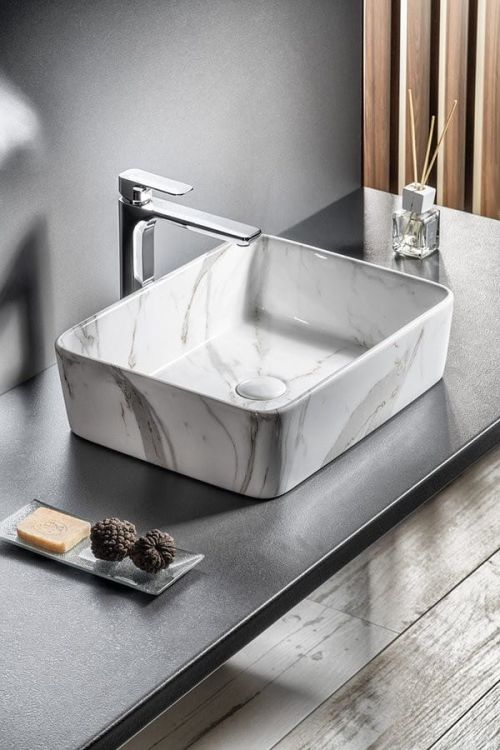 DALMA umywalka ceramiczna 48x38x13 cm, carrara