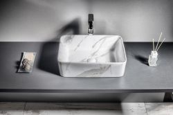 DALMA umywalka ceramiczna 48x38x13 cm, carrara