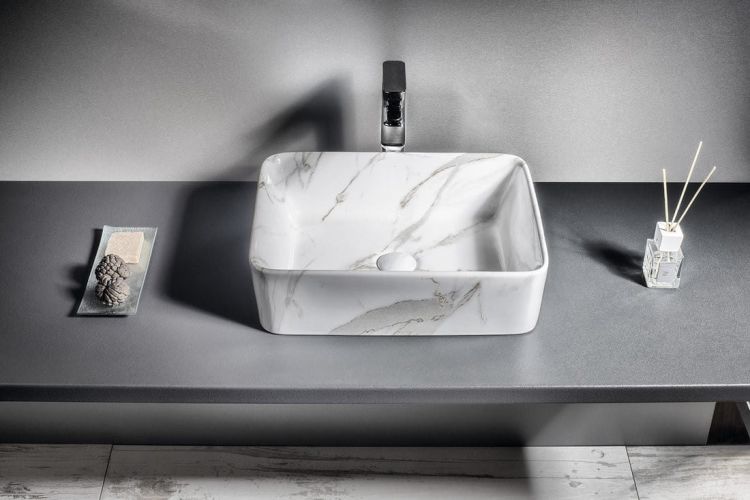 DALMA umywalka ceramiczna 48x38x13 cm, carrara