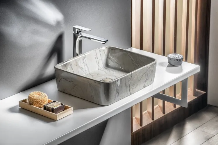 DALMA umywalka ceramiczna 48x38x13 cm, grigio