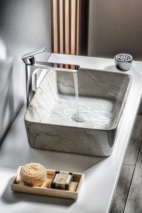 DALMA umywalka ceramiczna 48x38x13 cm, grigio