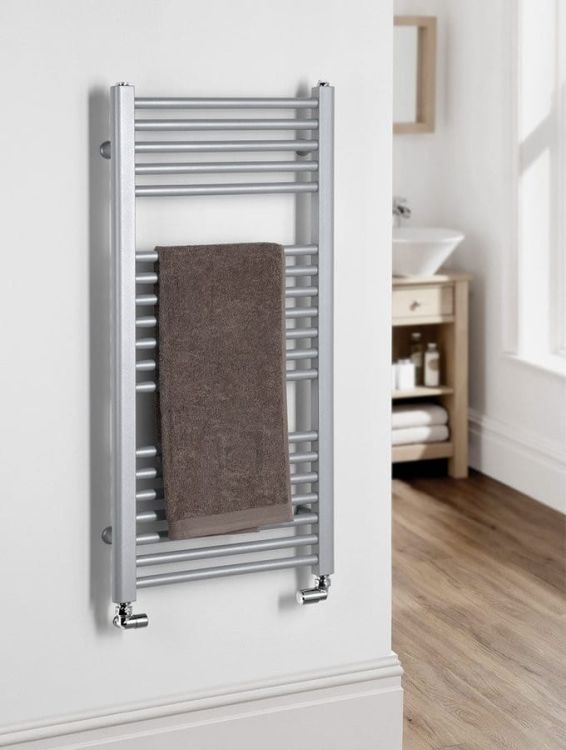 DIRECT Grzejnik łazienkowy płaski, 990/450, 426 W, srebro struktural