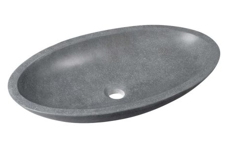 Przejdź do produktu BLOK umywalka kamienna owal 60x11x35 cm, Andezit, matowy kamień