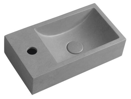 Przejdź do produktu CREST L umywalka betonowa, z korkiem, 40x22 cm, szara plamista