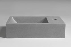 CREST R umywalka betonowa, z korkiem, 40x22 cm, szara plamista