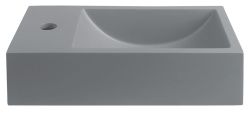 CREST L umywalka betonowa, z korkiem, 40x22 cm, szary