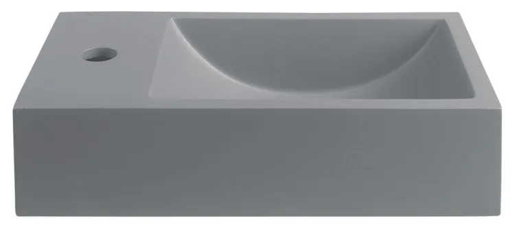 CREST L umywalka betonowa, z korkiem, 40x22 cm, szary