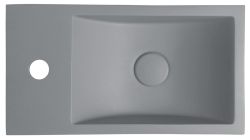 CREST L umywalka betonowa, z korkiem, 40x22 cm, szary