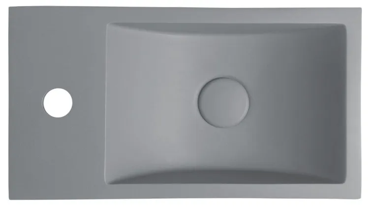 CREST L umywalka betonowa, z korkiem, 40x22 cm, szary