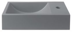 CREST R umywalka betonowa, z korkiem, 40x22 cm, szary