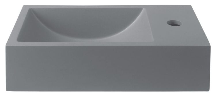 CREST R umywalka betonowa, z korkiem, 40x22 cm, szary