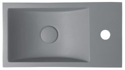 CREST R umywalka betonowa, z korkiem, 40x22 cm, szary