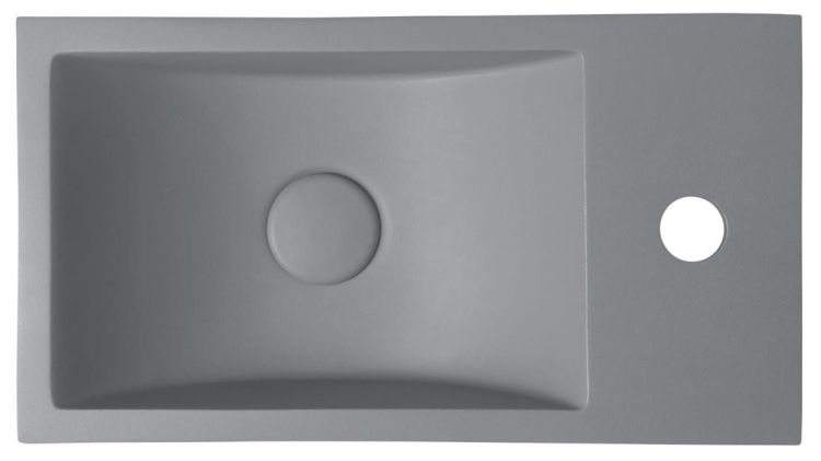 CREST R umywalka betonowa, z korkiem, 40x22 cm, szary