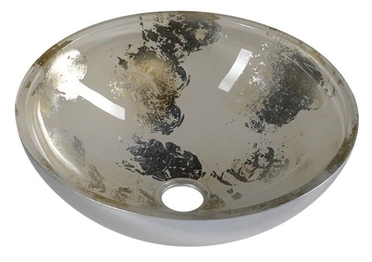 MURANO ANIMA 2, umywalka szklana okrągła 40x14cm, srebro/beżowy