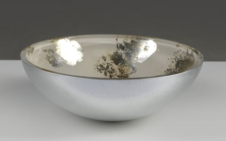MURANO ANIMA 2, umywalka szklana okrągła 40x14cm, srebro/beżowy