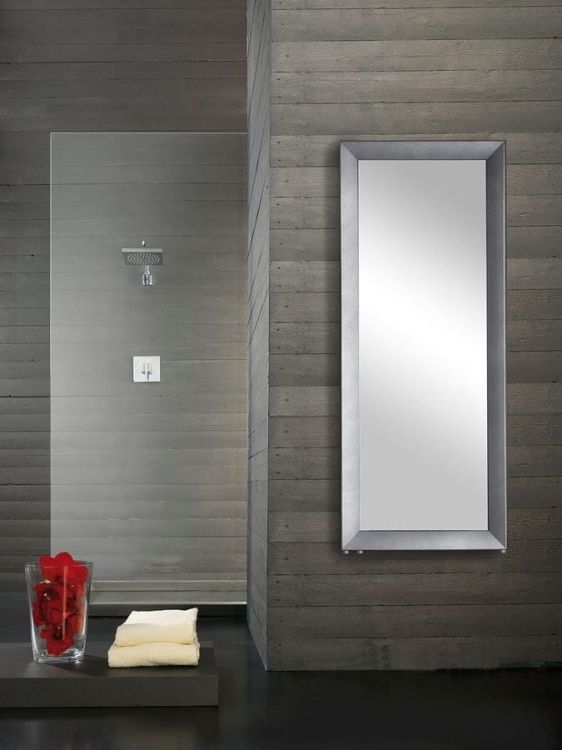 RAMA LUX grzejnik s lustrem 595x1448mm, 651 W, srebrny ze strukturą