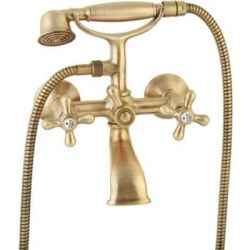 Bateria wannowa Retro ze słuchawką prysznicową i wężem bronzo Paffoni Iris IRV022BR