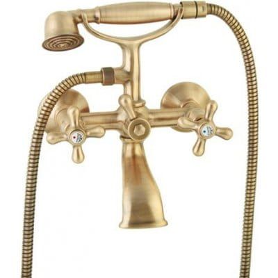 Bateria wannowa Retro ze słuchawką prysznicową i wężem bronzo Paffoni Iris IRV022BR