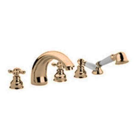 Przejdź do produktu Bateria wannowa 5-otworowa Retro ze słuchawką prysznicową bronzo Paffoni Iris IRV044BR