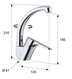Bateria zlewozmywakowa z ruchomą wylewką chrom Daniel Omega OM614TC
