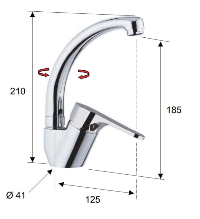 Bateria zlewozmywakowa z ruchomą wylewką chrom Daniel Omega OM614TC