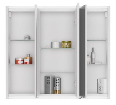 Przejdź do produktu BATU szafka z lustrem 80x71x15cm, 2x oświetlenie LED, biały połysk