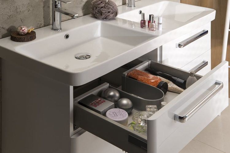 Zestaw THEIA 120, szafka umywalkowa, umywalka podwójna, biały