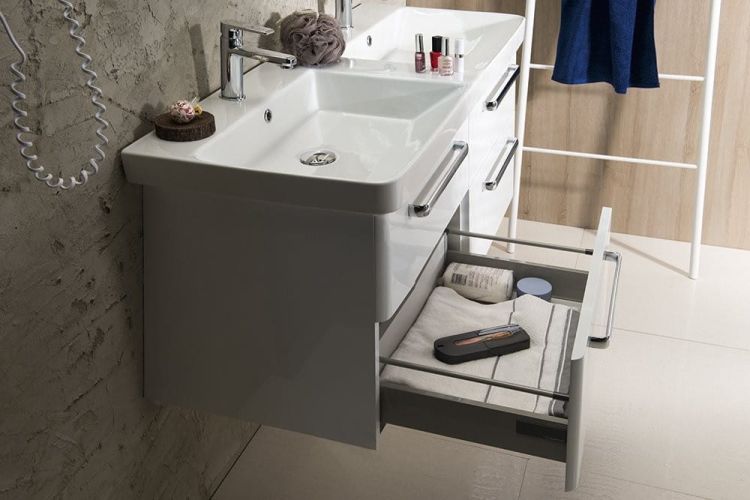 Zestaw THEIA 120, szafka umywalkowa, umywalka podwójna, biały