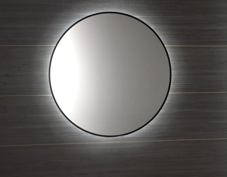 SHARON lustro z podświetleniem LED Ø 80cm, czarne matowe