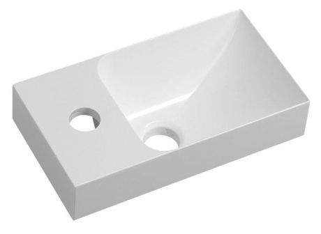 Przejdź do produktu PICCOLINO umywalka kompozytowa, 30,8x17cm, bateria w lewo, biały