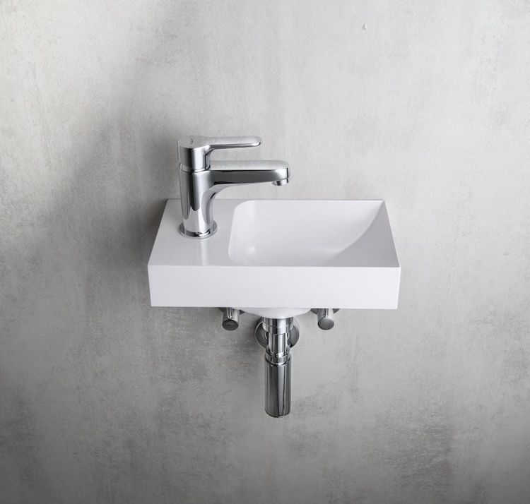PICCOLINO umywalka kompozytowa, 30,5x10x17cm, bateria z lewej strony, kolor biały