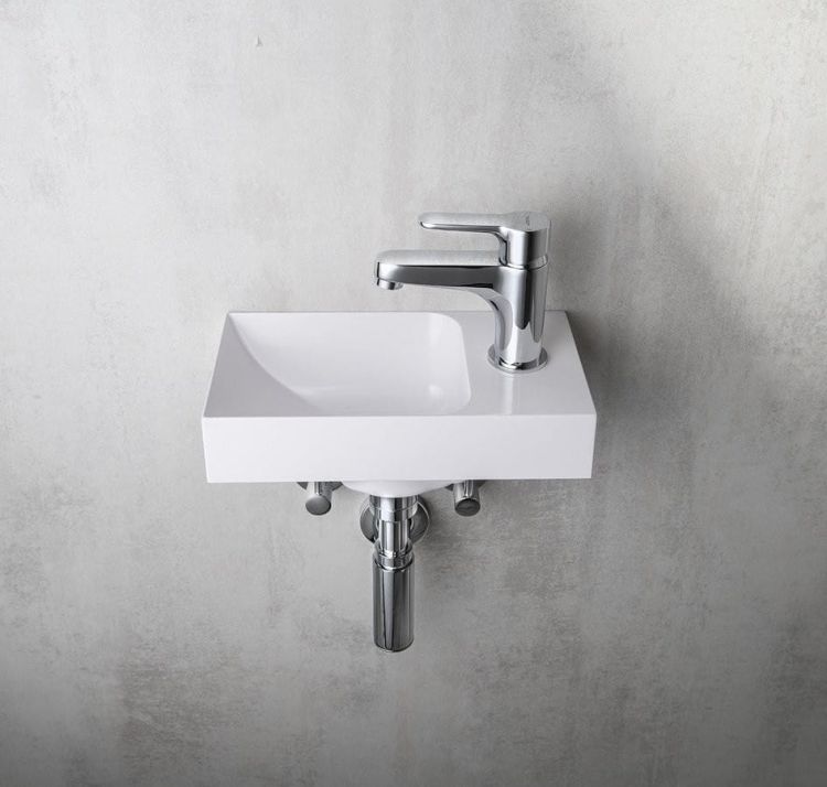 PICCOLINO umywalka kompozytowa, 30,5x10x17cm, bateria z prawej strony, kolor biały