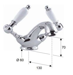 Bateria umywalkowa Retro stojąca Daniel RT5112CR chrom