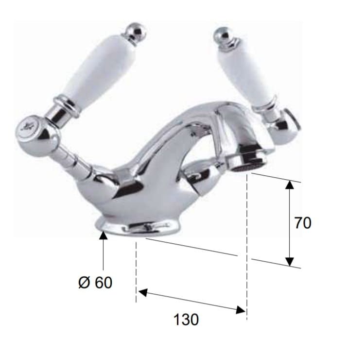 Bateria umywalkowa Retro stojąca Daniel RT5112CR chrom