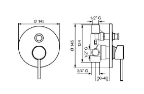 Bateria podtynkowa 3-drożna złoty połysk Emmevi Piper 45029OR