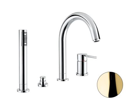 Przejdź do produktu Bateria wannowa 4-otworowa złoty połysk Emmevi Piper 45120OR