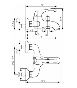 Bateria wannowa ścienna Emmevi Ares 76001