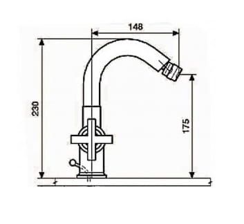 Bateria bidetowa stojąca 23 cm bez korka Emmevi Spirit New 31004CR chrom