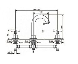 Bateria umywalkowa 3-otworowa bez korka Emmevi Spirit New 31033CR chrom