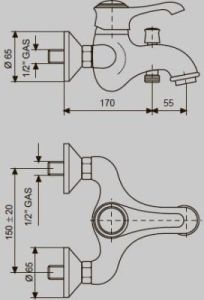 Bateria wannowa ścienna Emmevi Tiffany chrom 6001CR