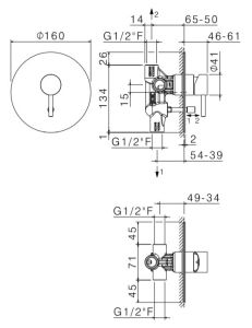 Bateria natryskowa podtynkowa 2-drożna stal nierdzewna Vema Tiber Steel V17140