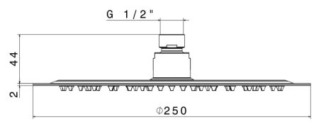 Przejdź do produktu Deszczownica okrągła 25 cm Slim i ramię sufitowe stal nierdzewna Vema Tiber Steel V08243+V08256