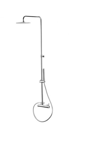 Kolumna prysznicowa z okrągłą deszczownicą Slim 25 cm, słuchawką prysznicową i baterią Vema Maira V08228 chrom