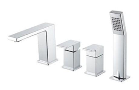 Przejdź do produktu Bateria wannowa 4-otworowa ze słuchawką prysznicową kompletna Vema Lys V25150 chrom