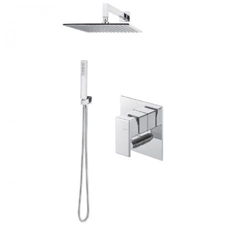 Przejdź do produktu Zestaw natryskowy podtynkowy z kwadratową deszczownicą 30x30 cm, słuchawką prysznicową i baterią podtynkową 2-drożna Vema Lys LYSZES30 chrom