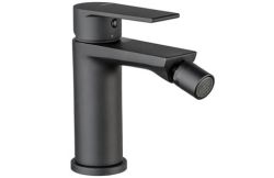 Bateria bidetowa 14 cm z korkiem automatycznym Vema Timea V16070 czarny mat