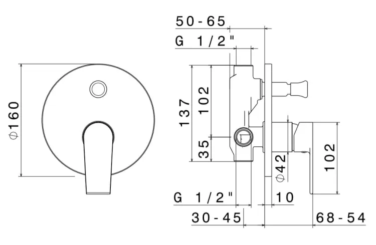 Bateria prysznicowa podtynkowa Vema Timea V16040